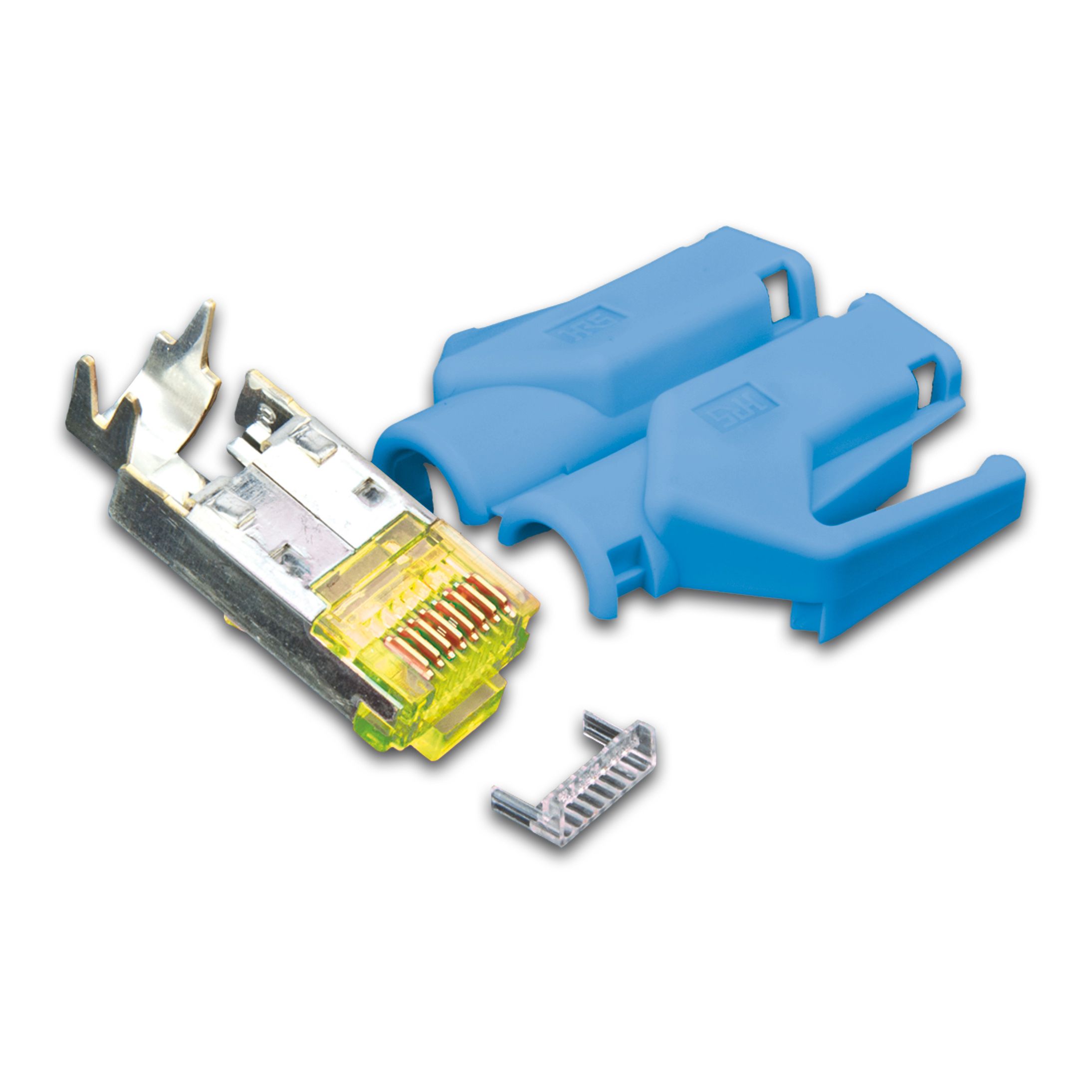 RJ45 KAT6A TM31 Stecker inkl. Knickschutztülle, blau, 50-Pack