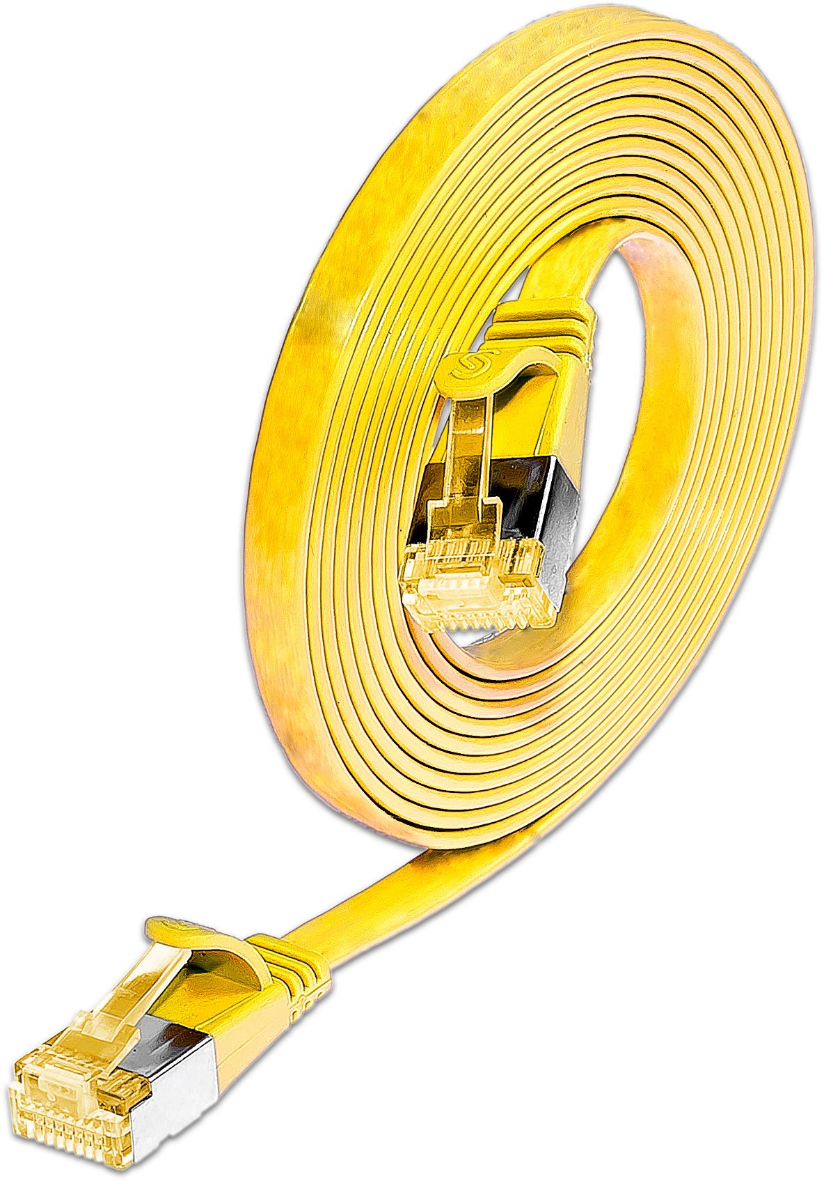KAT6A 10 Gigabit Slimpatchkabel, U/FTP, flach, gelb KAT6A 10 Gigabit Slimpatchkabel, U/FTP, flach, gelb
