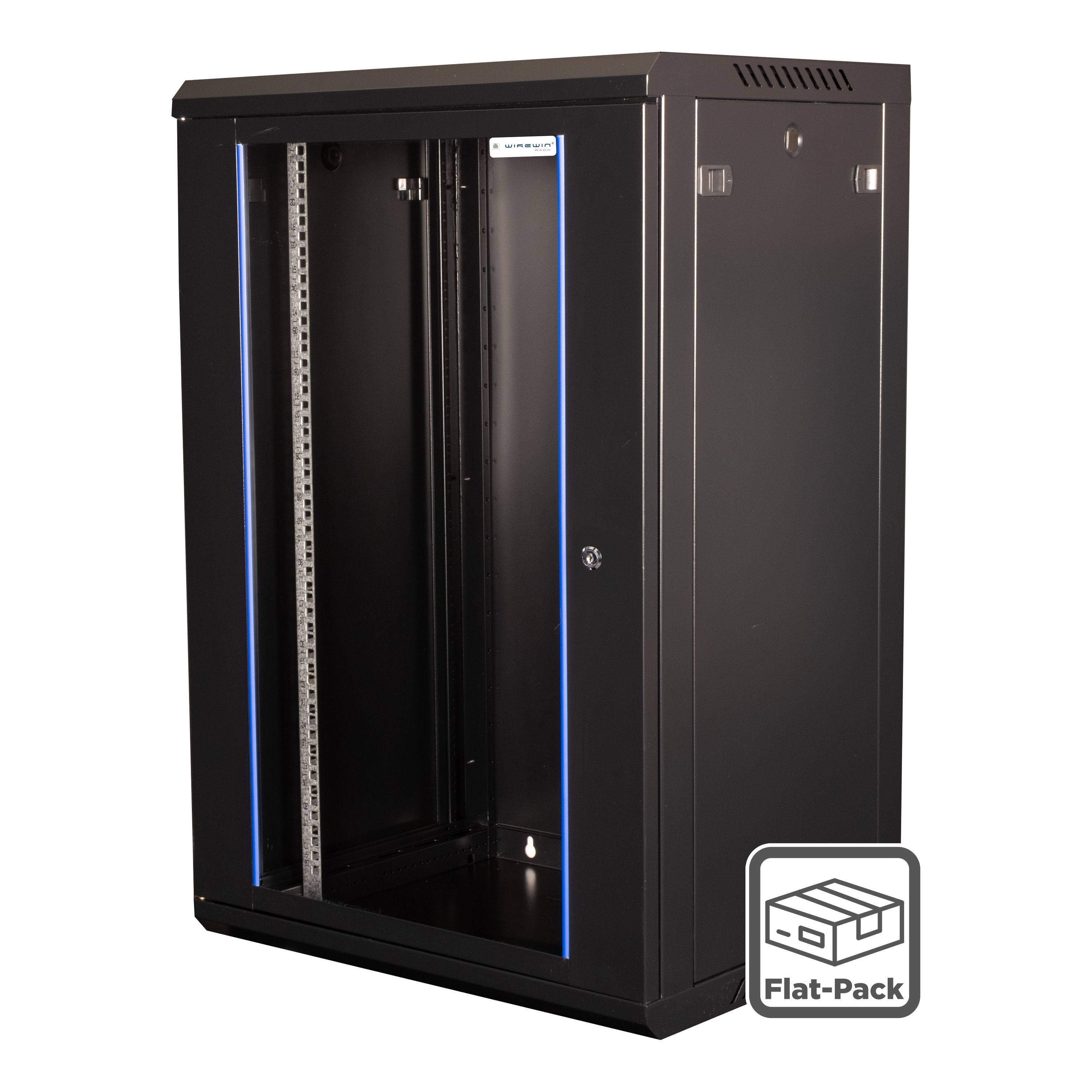 19" Wandschrank, einteilig, Pro 3rd Generation, Flat-Pack, 600x450mm, schwarz