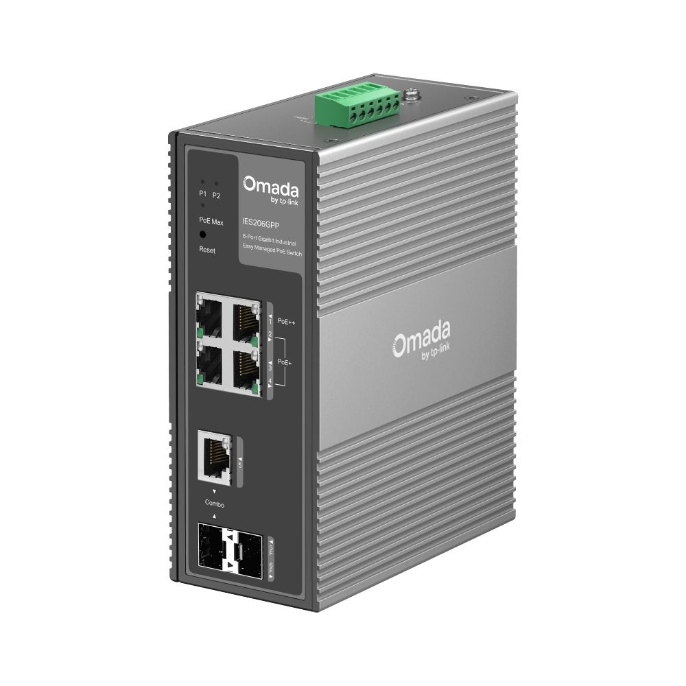 Omada 6-Port Gigabit Industrial Easy Managed Switch, 3-Port PoE+ & 1-Port PoE++ Omada 6-Port Gigabit Industrial Easy Managed Switch, 3-Port PoE+ & 1-Port PoE++