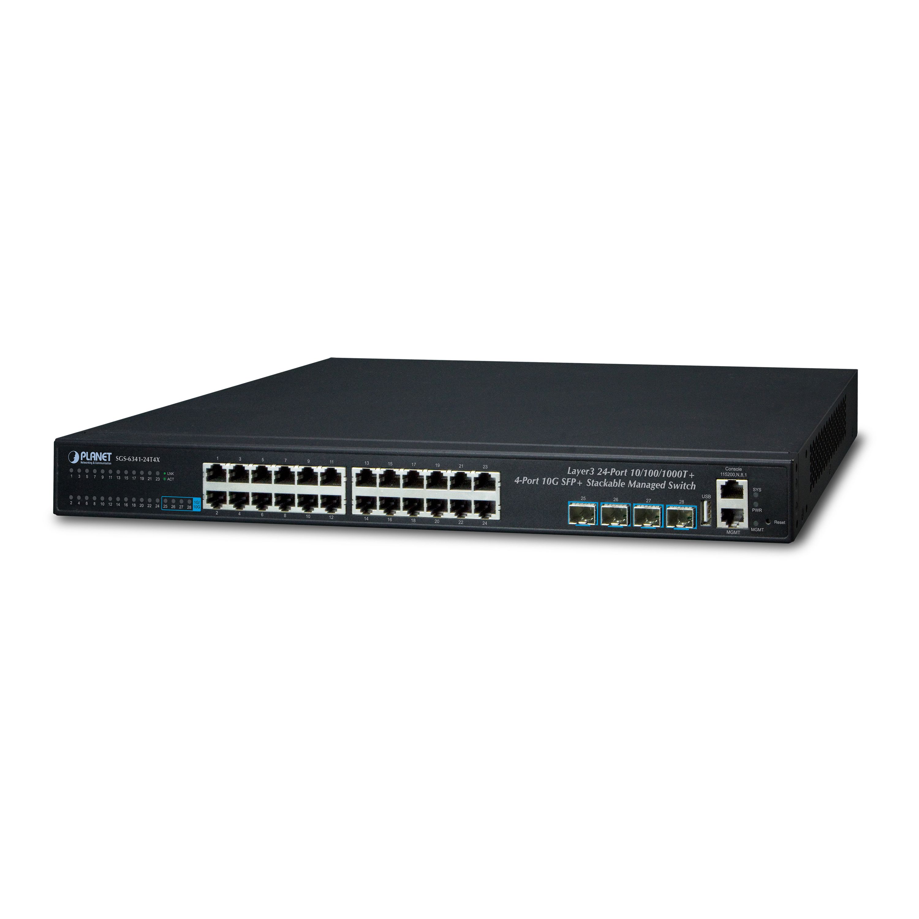 Layer3 24Port 10/100/1000T + 4Port 10Gbit SFP+ managed Switch, stackable