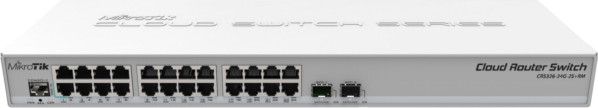 CRS326-24G-2S+RM Cloud Router Switch mit Marvell 98DX3236A1, 24x Gbit, 2x SFP+ CRS326-24G-2S+RM Cloud Router Switch mit Marvell 98DX3236A1, 24x Gbit, 2x SFP+