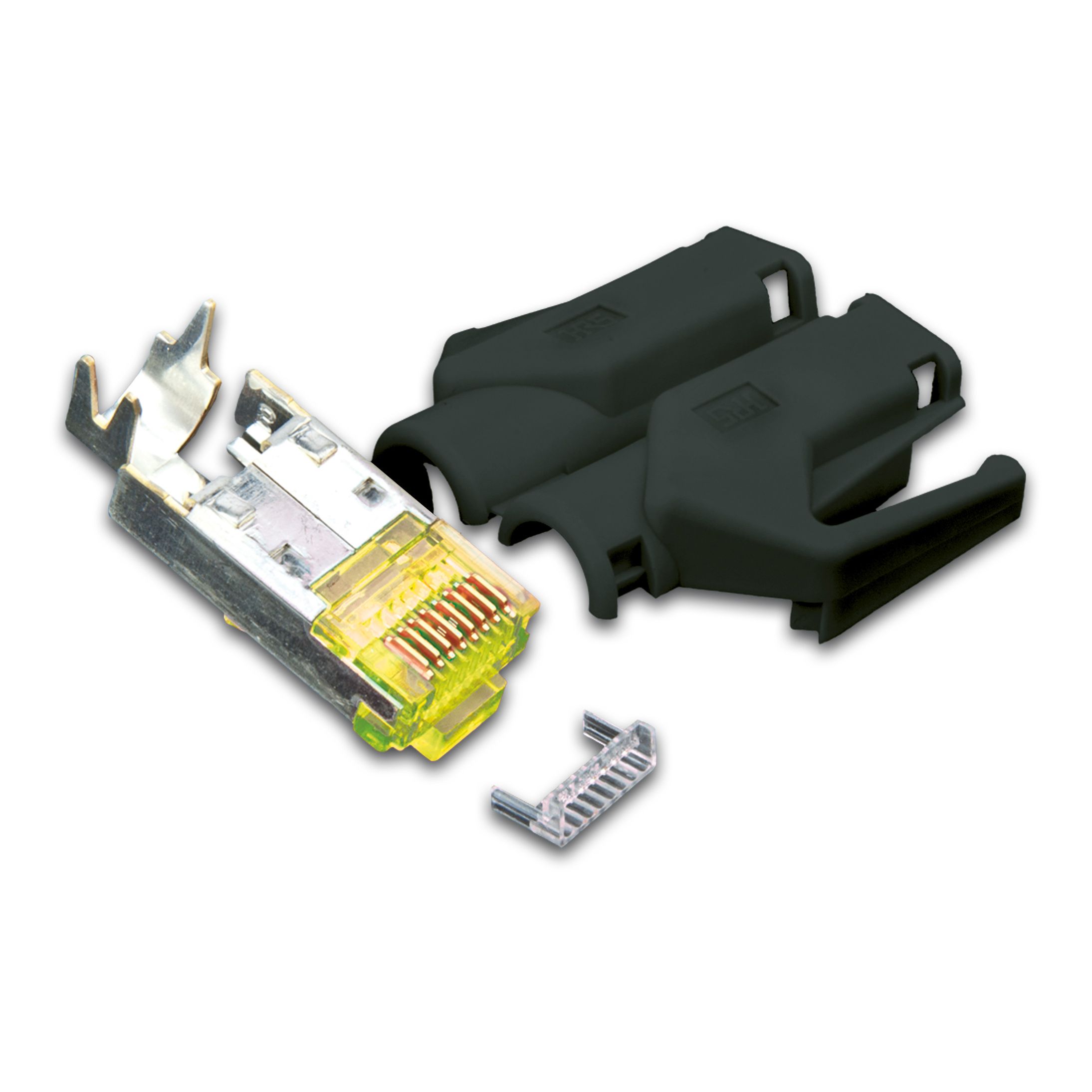 RJ45 KAT6A TM31 Stecker inkl. Knickschutztülle, schwarz, 50-Pack