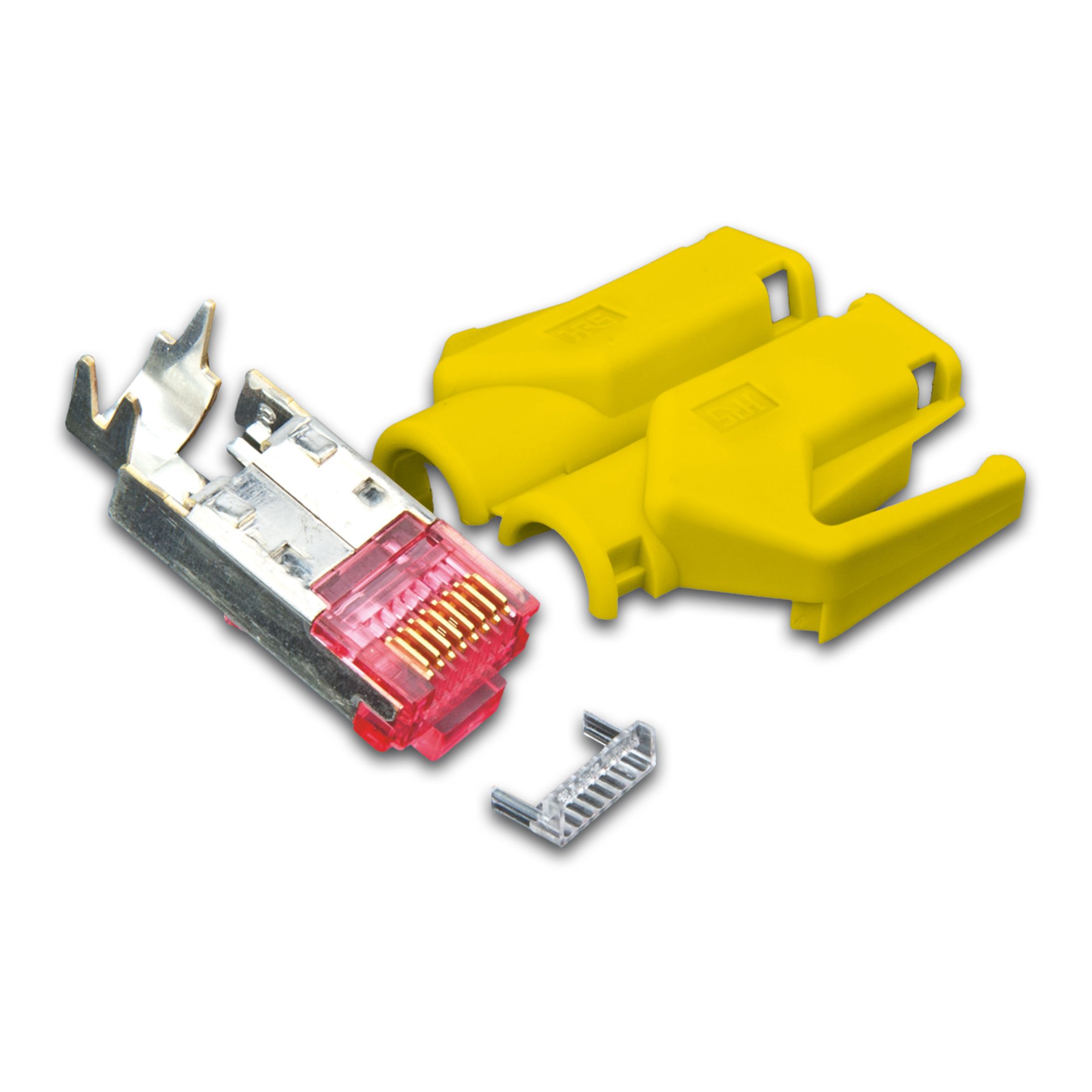 RJ45 KAT6 TM21 Stecker inkl. Knickschutztülle, gelb, 50-Pack
