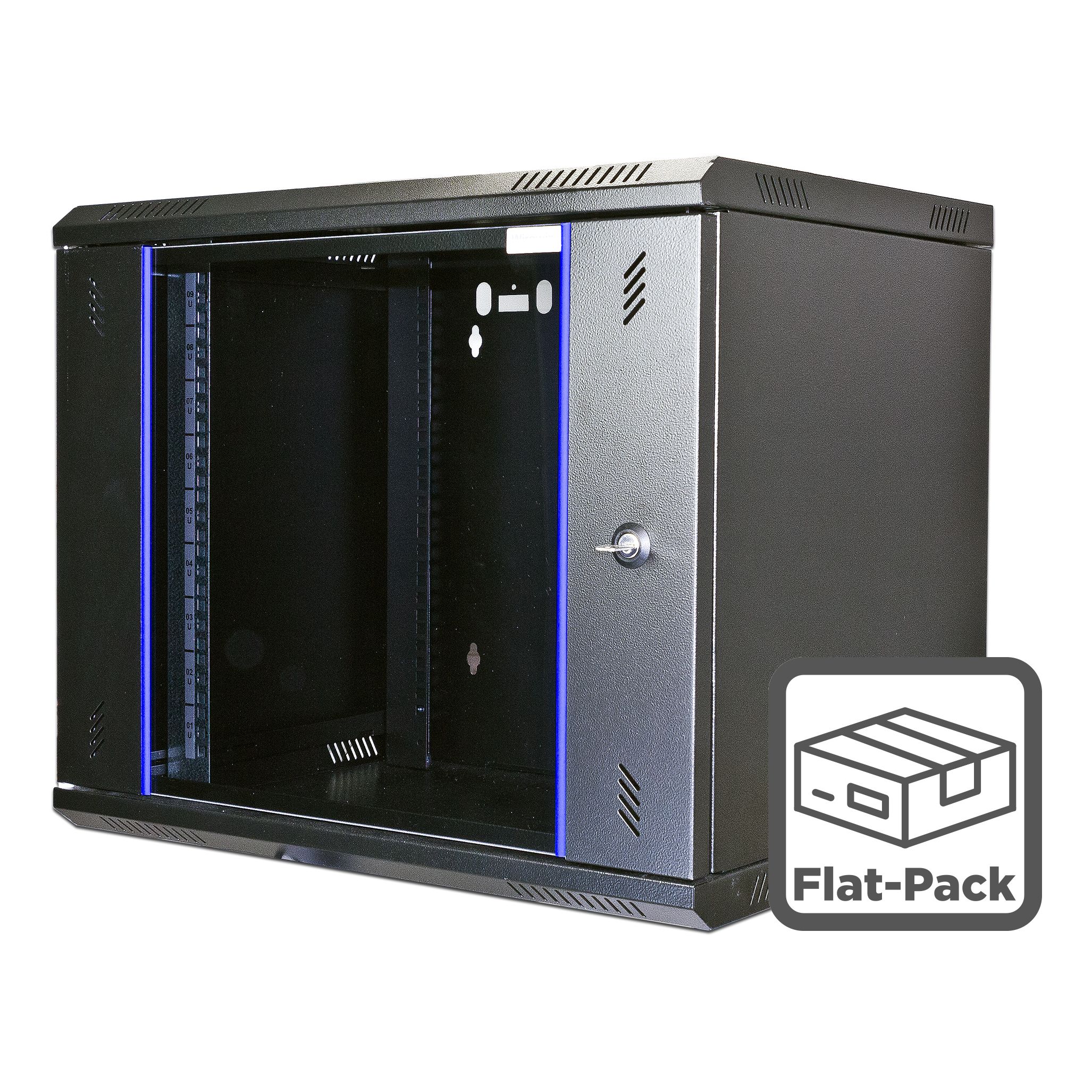 19" Wandschrank, einteilig, Pro 2nd Generation, Flat-Pack, 600x450mm, schwarz