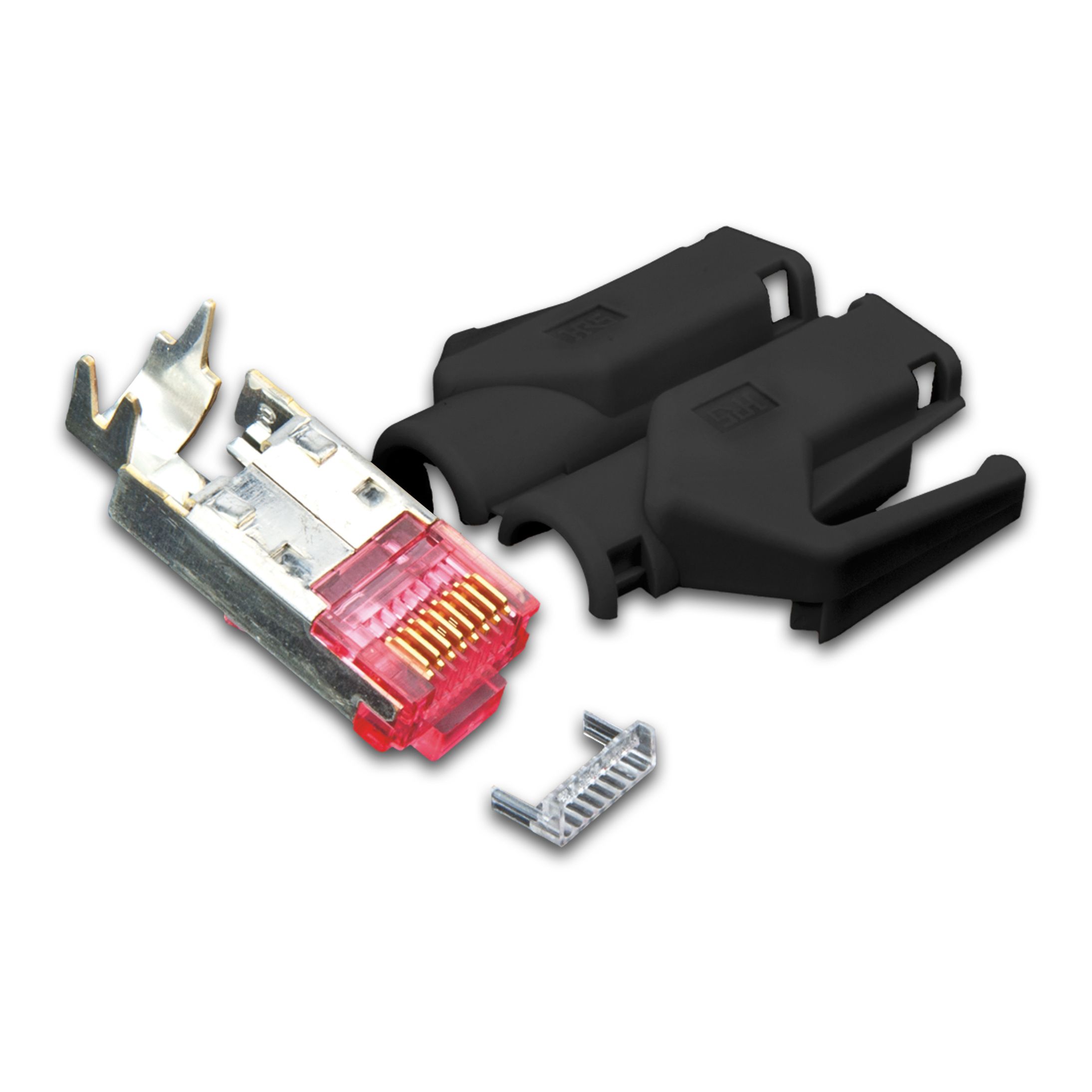 RJ45 KAT6 TM21 Stecker inkl. Knickschutztülle, schwarz, 50-Pack
