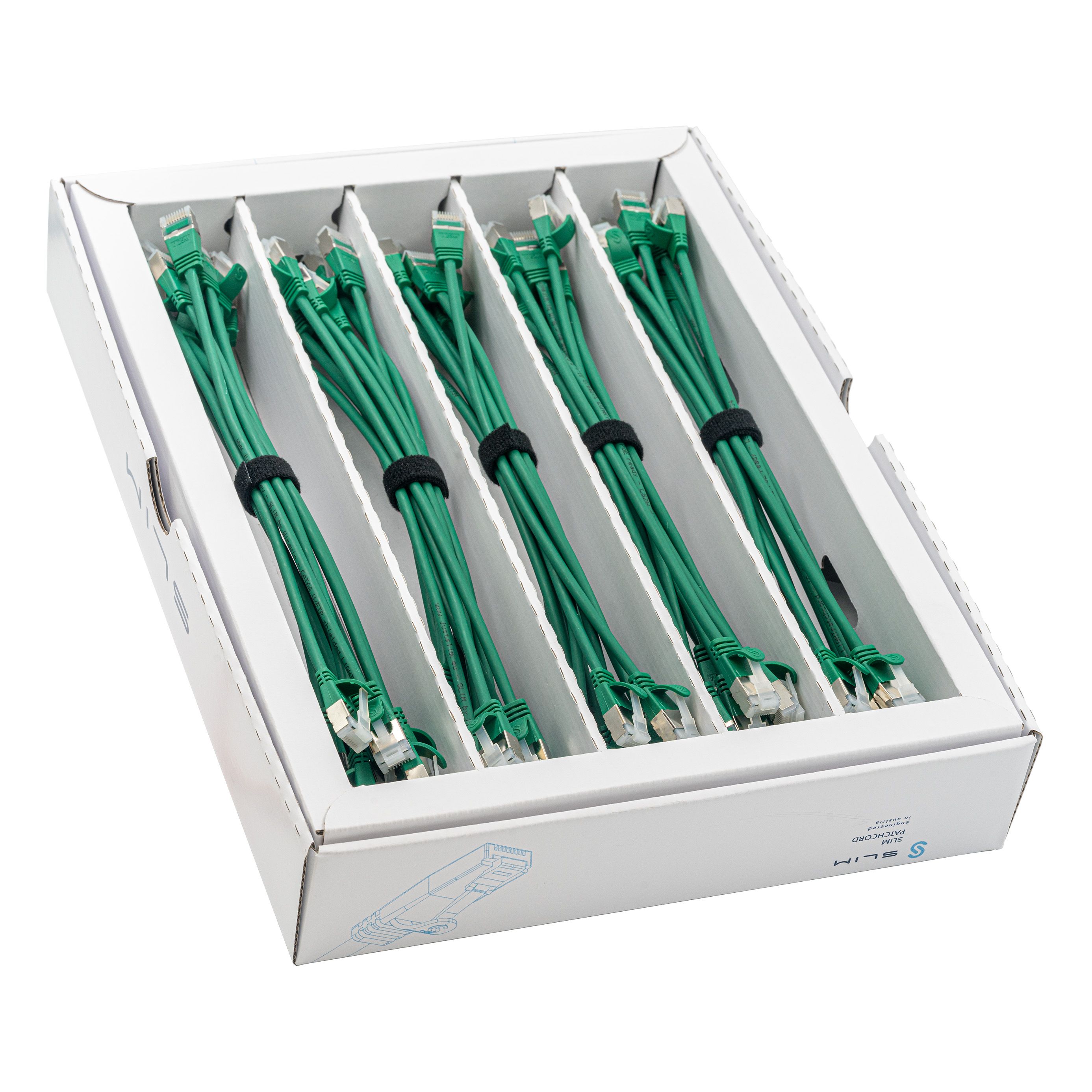 CAT6A 10 Gigabit LightPatch Cord, 0.25m, U/FTP, Ø 3,8mm, green, 50-Pack CAT6A 10 Gigabit LightPatch Cord, 0.25m, U/FTP, Ø 3,8mm, green, 50-Pack