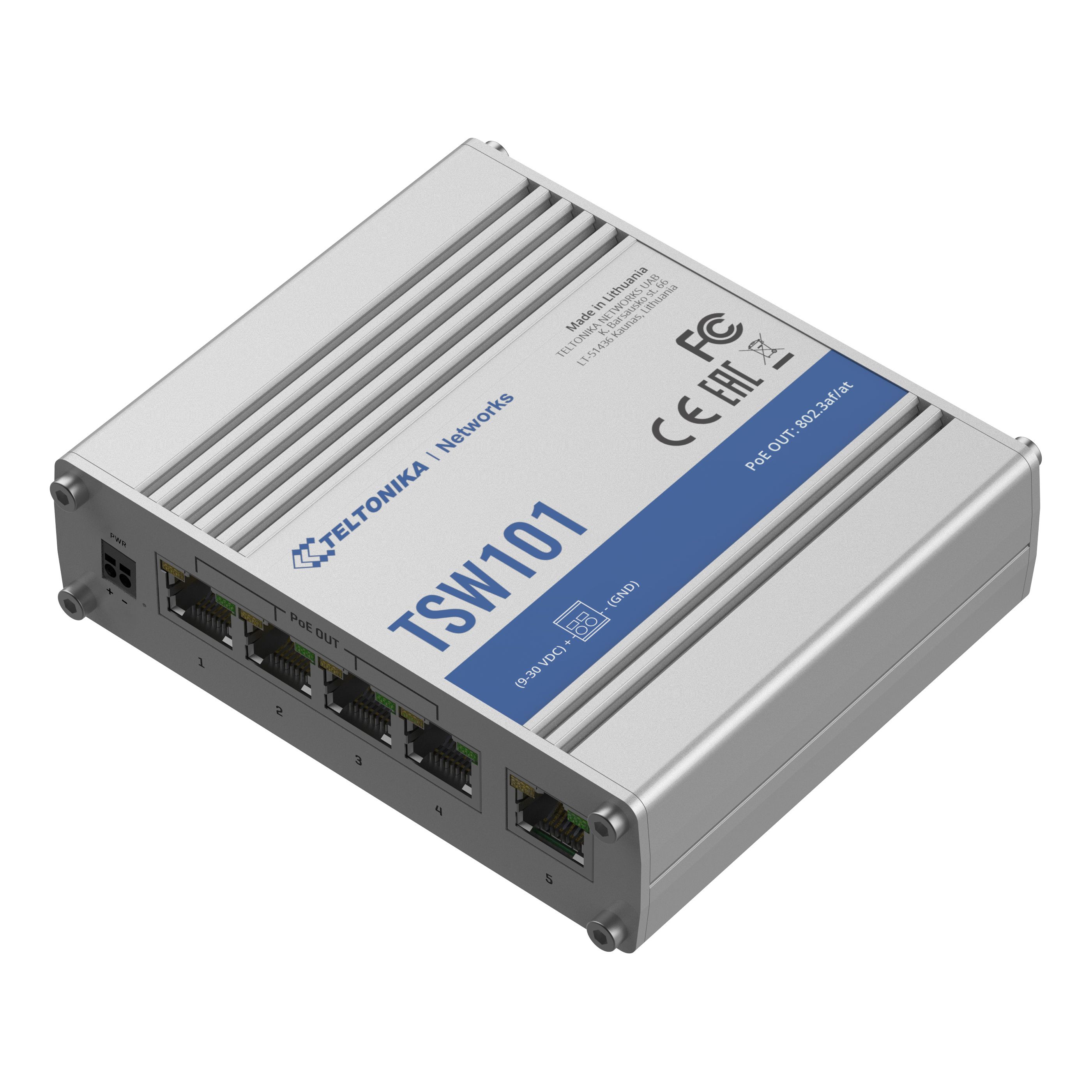 IP30 Industrie 5-Port 1Gbit PoE+ unmanaged Switch, -40°C - +75°C
