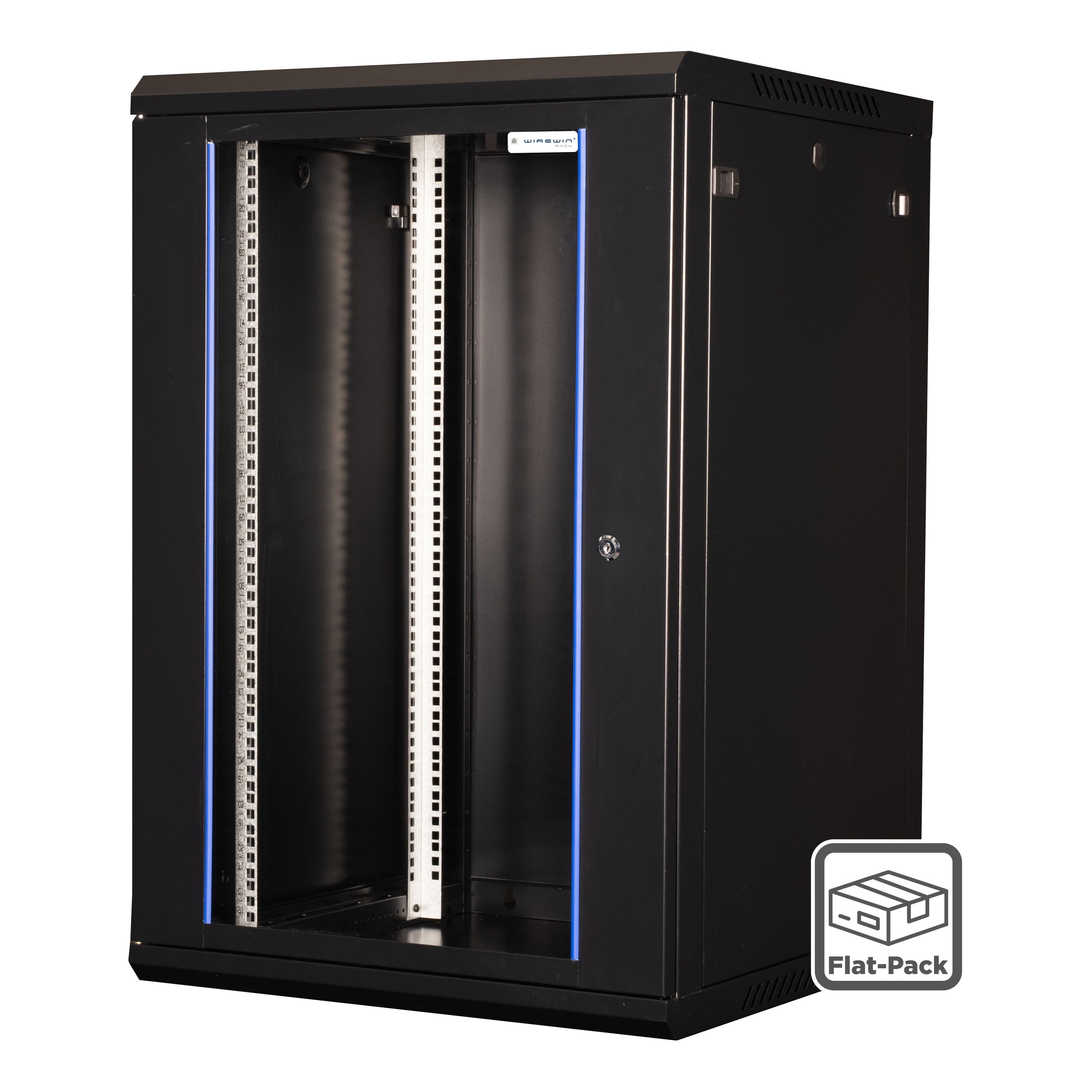 19" Wandschrank, einteilig, Pro 3rd Generation, Flat-Pack, 600x600mm, schwarz