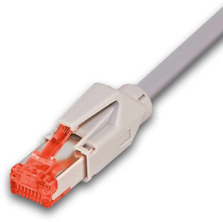 KAT6 HQ Patchkabel, DRAKA 500MHz, Hirose TM21, LSOH, grau