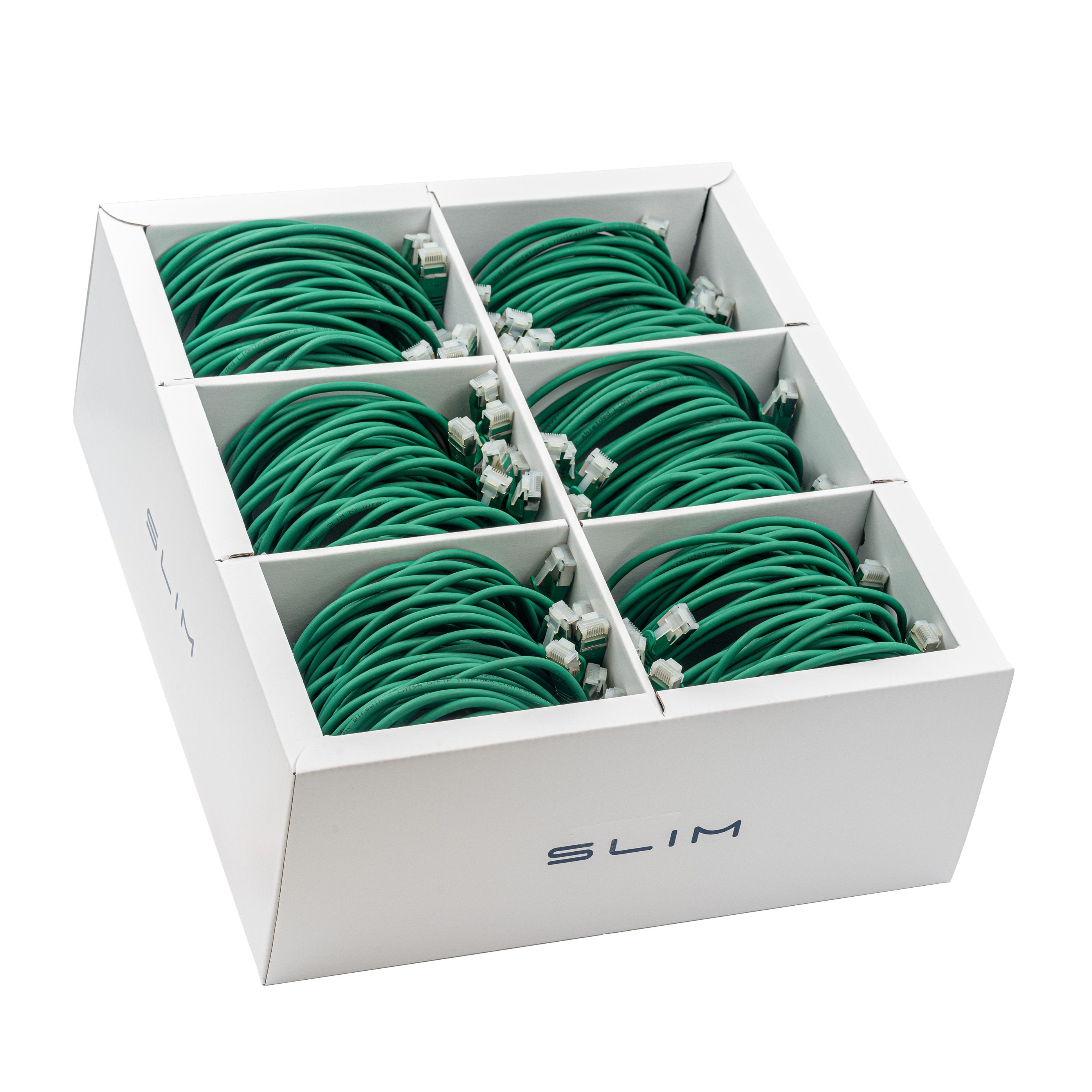KAT6A 10 Gigabit Lightpatchkabel, 1,0m, U/FTP, Ø 3,8mm, grün, 90-Pack