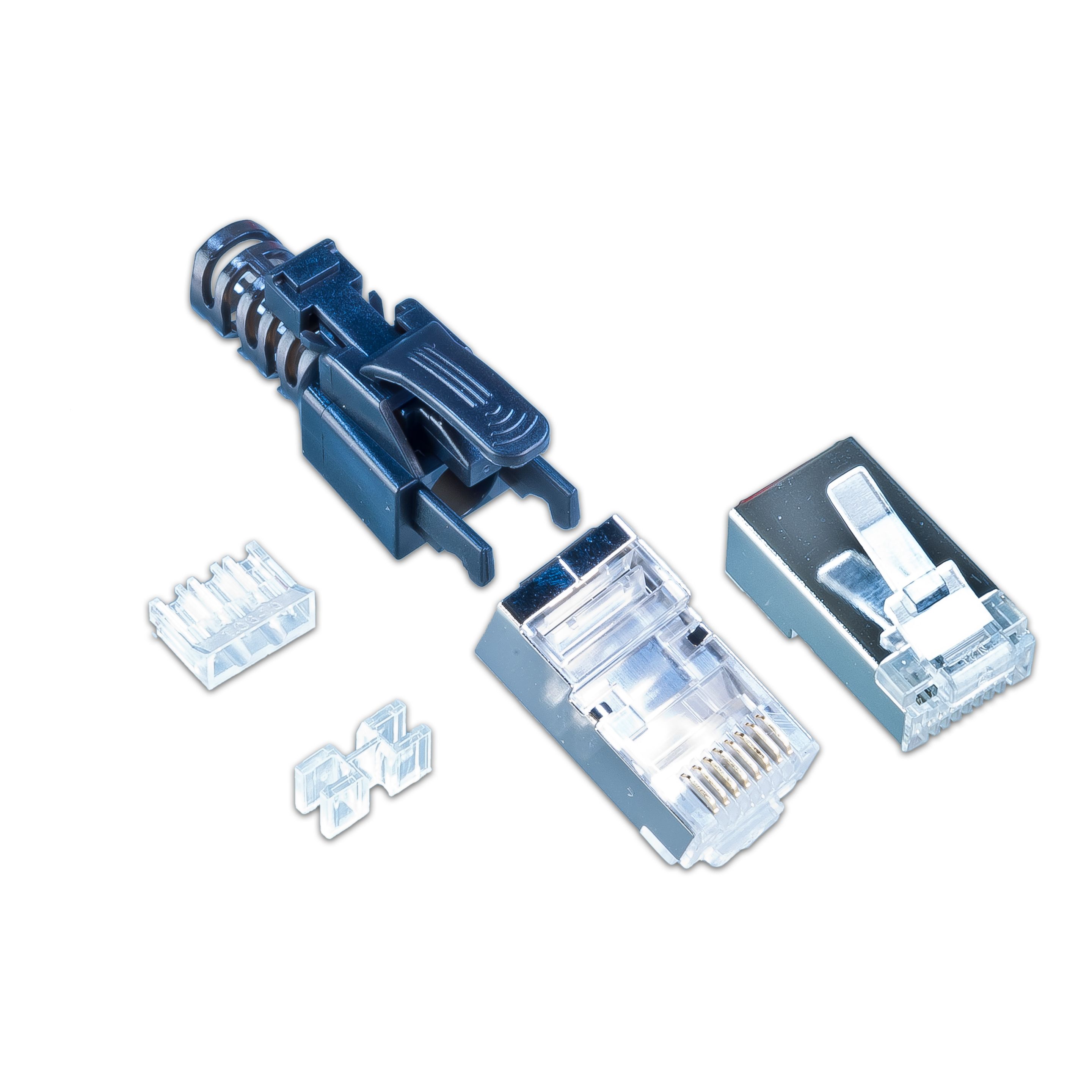 RJ45 KAT6A Securelock Stecker inkl. Knickschutztülle, schwarz, 10-Pack