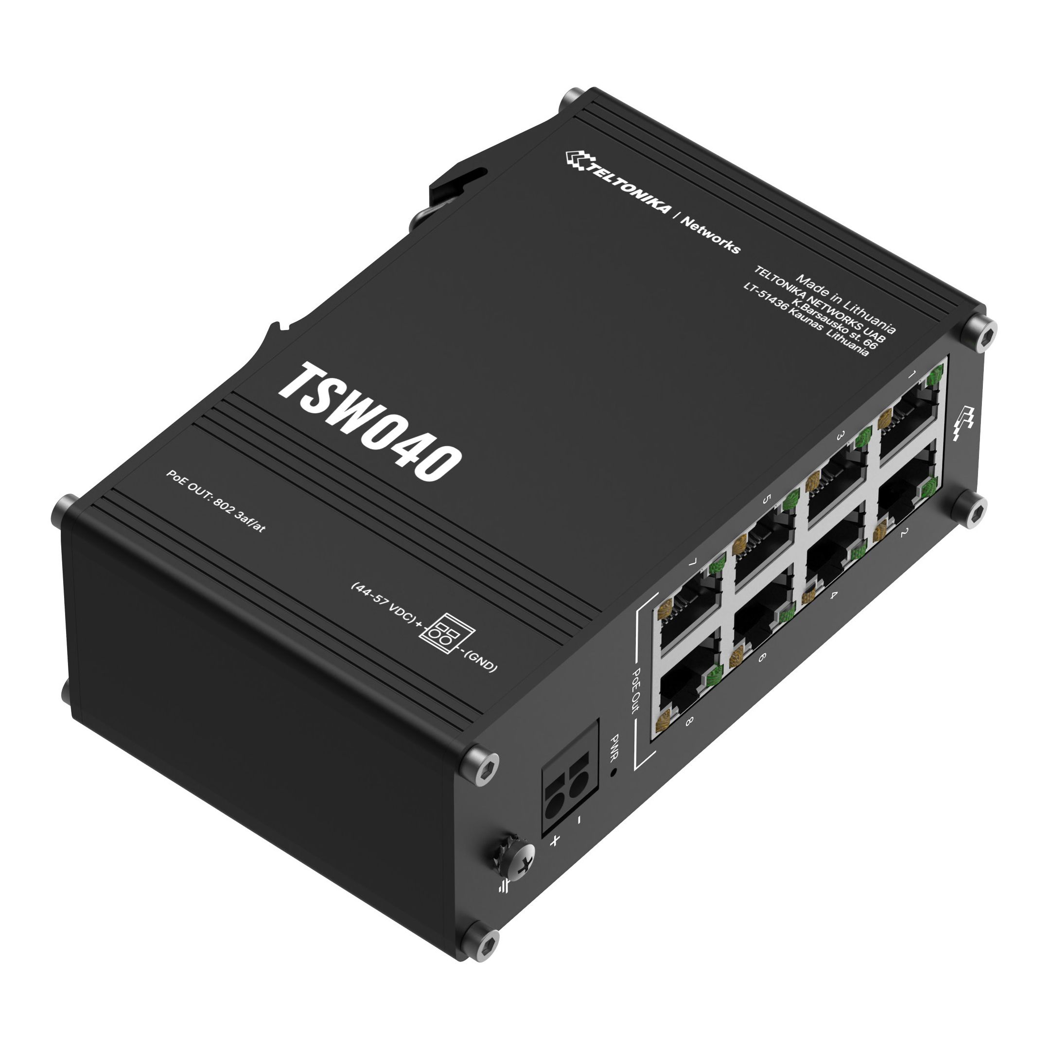 IP30 Industrie 8-Port 100 Mbit unmanaged PoE Switch, -40°C - +75°C