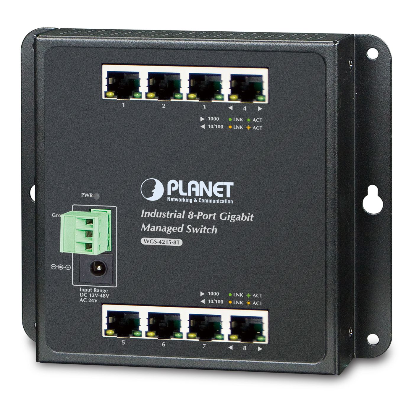 Industrial 8-Port 1000Gbit Wall-mount Managed Switch -40~70C