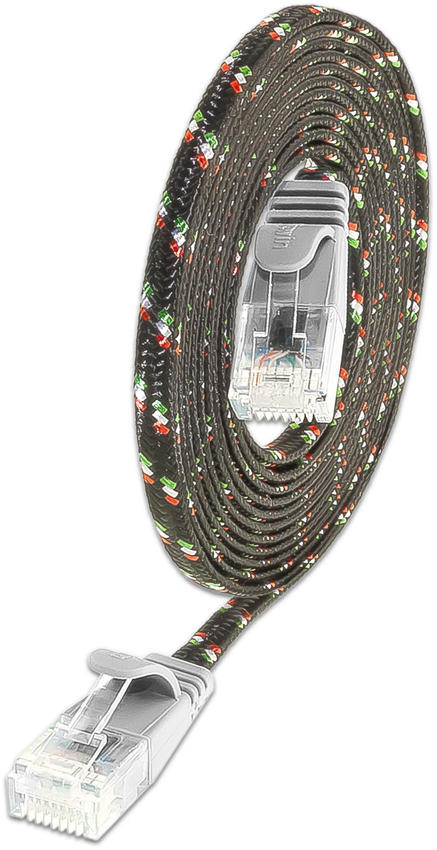 CAT6 Slim Patch Cord, U/UTP, flat, Nylonheath, grey