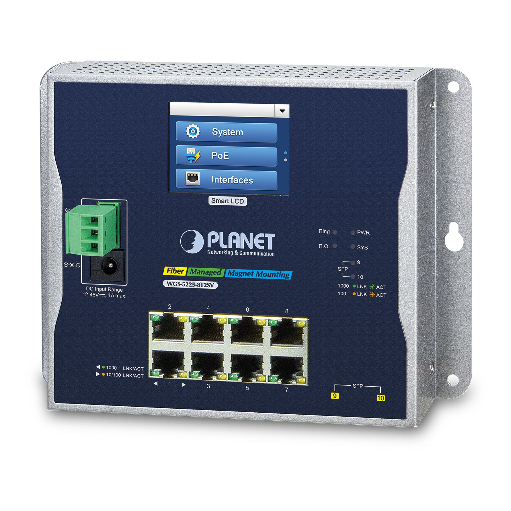 IP30 Industrial L2+ 8Port 1Gbit 802.3at PoE + 2Port 1Gbit SFP, LCD Display IP30 Industrial L2+ 8Port 1Gbit 802.3at PoE + 2Port 1Gbit SFP, LCD Display