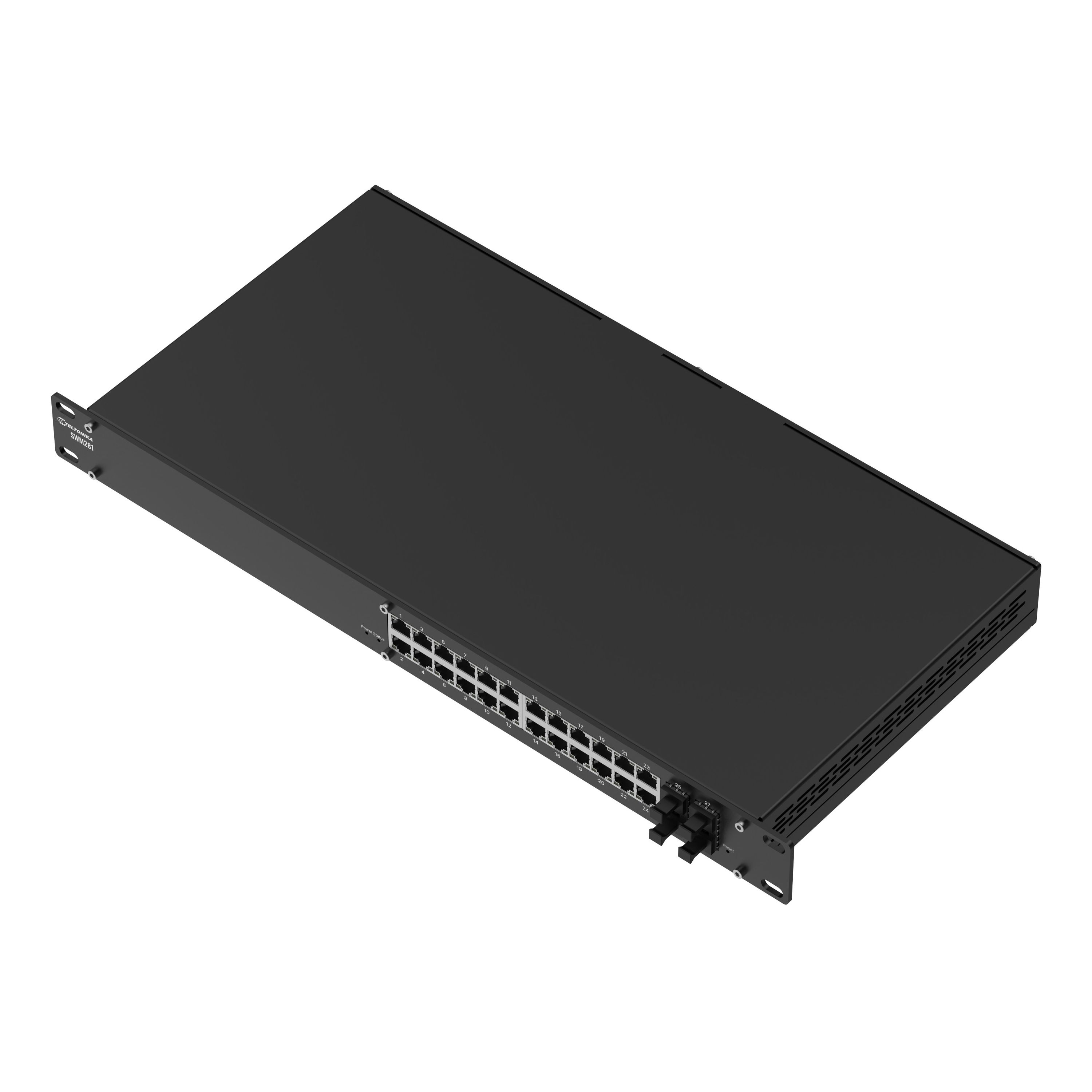 Industrie 24-Port managed Layer2 Switch, 4x SFP, RMS, IP30