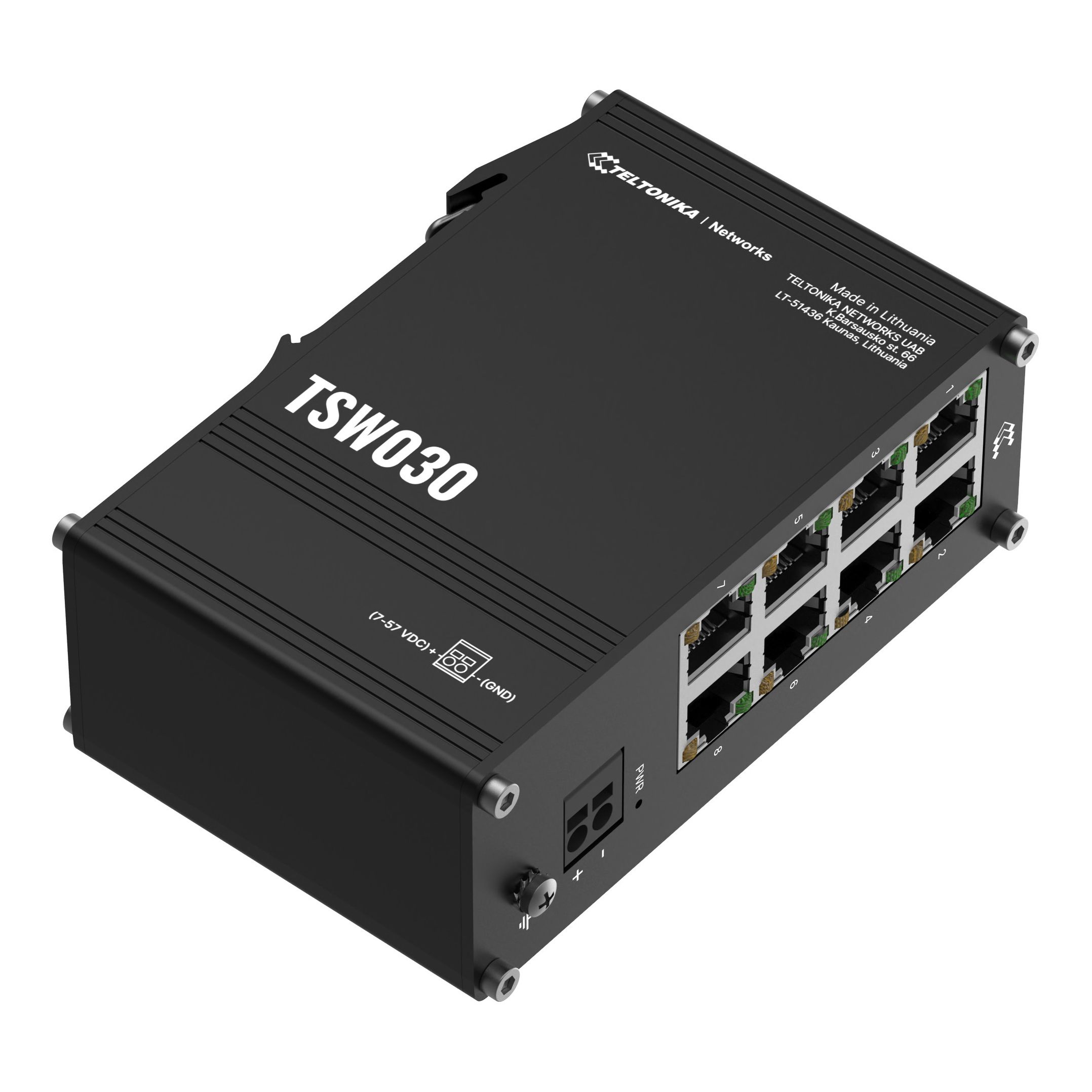 IP30 Industrie 8-Port 100 Mbit unmanaged Hutschienen-Switch, -40°C - +75°C