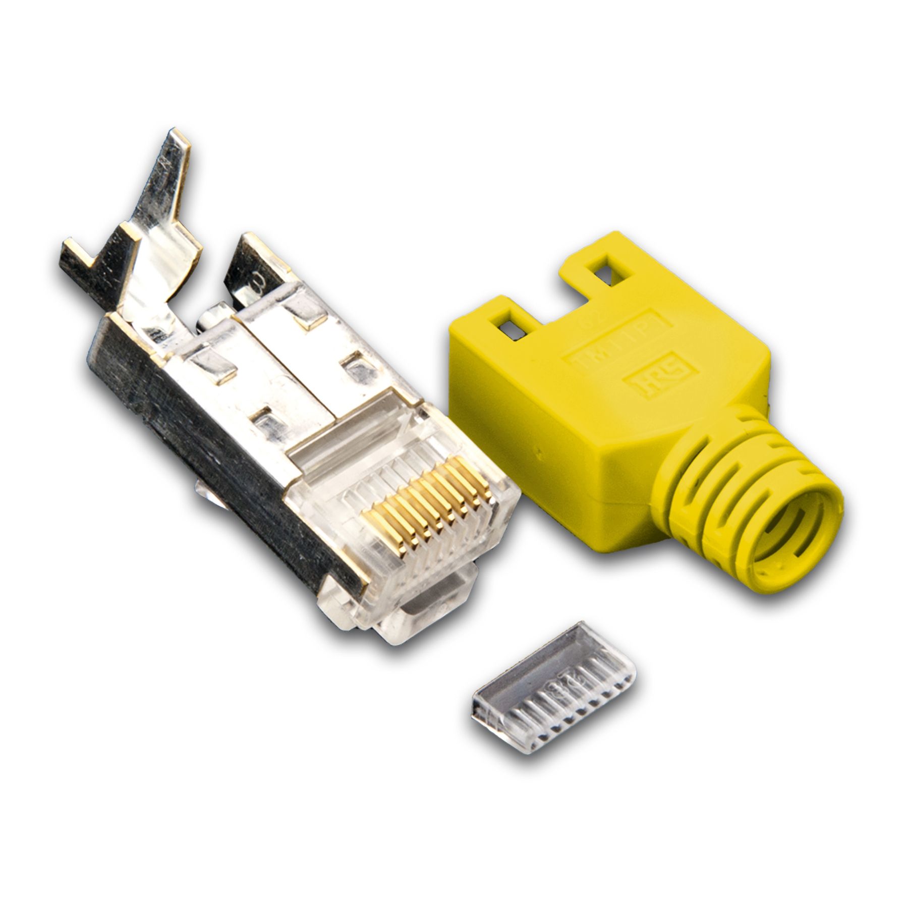 RJ45 KAT5e TM11 Stecker inkl. Knickschutztülle, gelb, 50-Pack