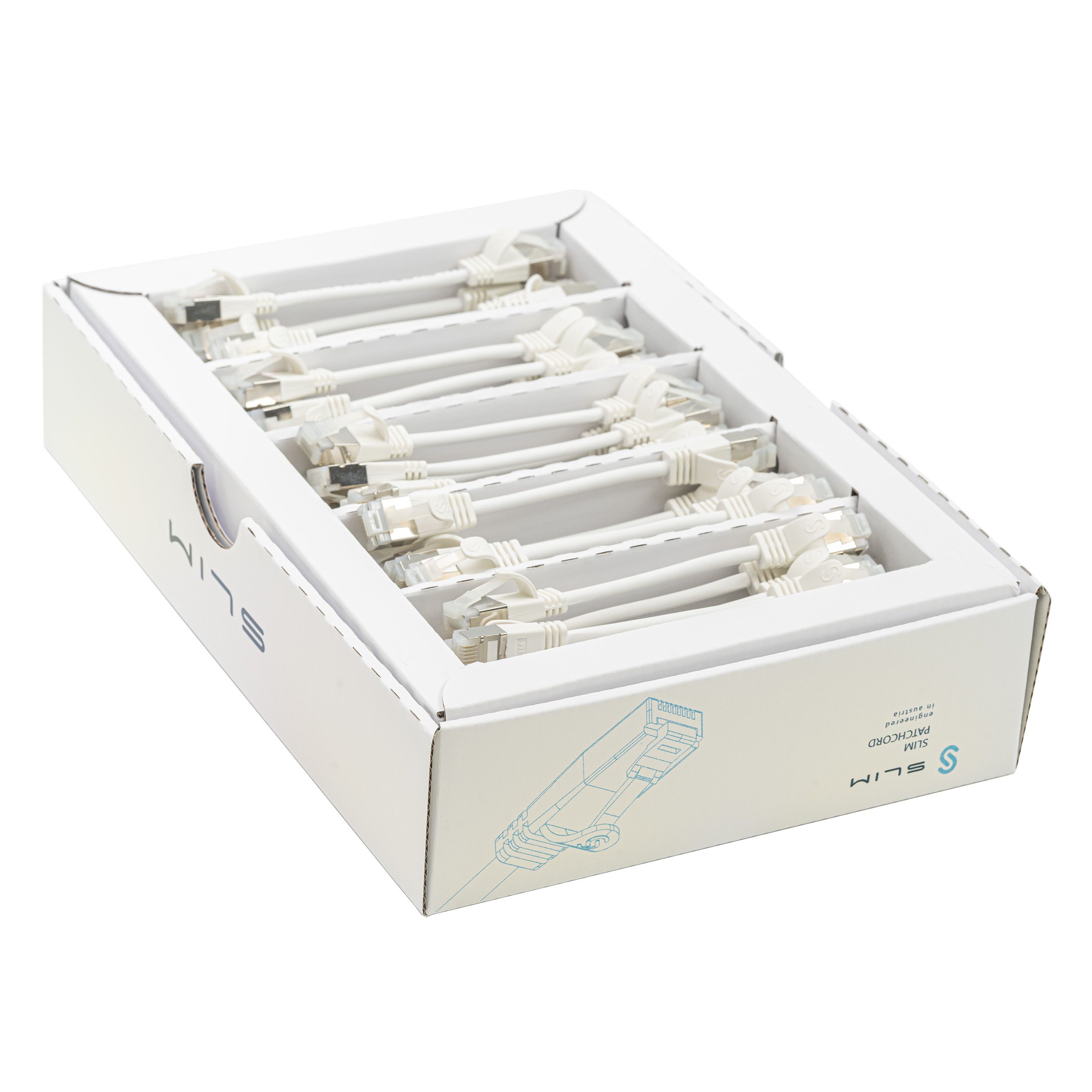 50-er Packung, KAT6A 10 Gigabit Lightpatchkabel, 0,1m, geschirmt, Ø 3,8mm, GHMT