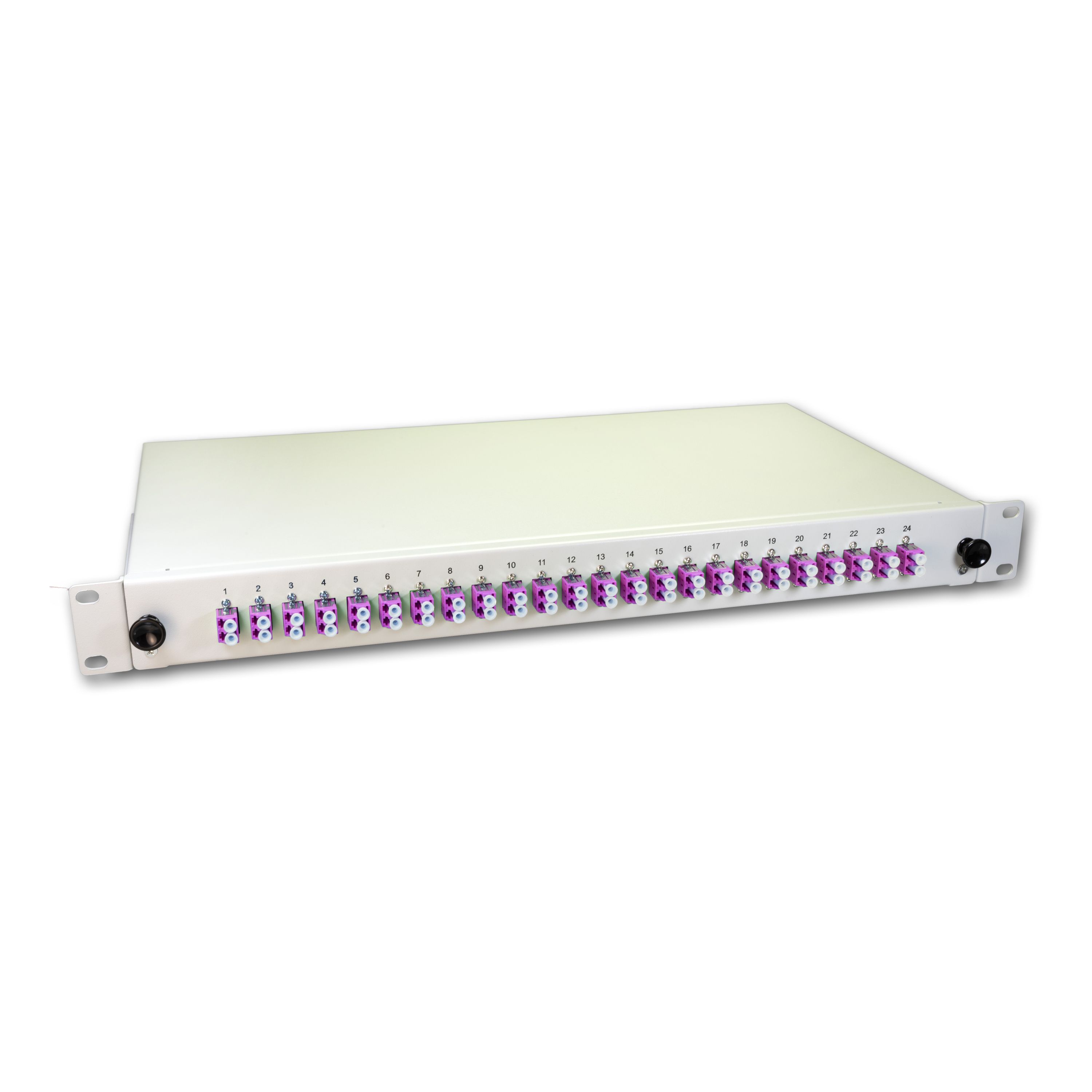 LWL Spleissbox, 48 Fasern, 24x DLC Multimode, 50/125µm OM4 Pigtail LWL Spleissbox, 48 Fasern, 24x DLC Multimode, 50/125µm OM4 Pigtail
