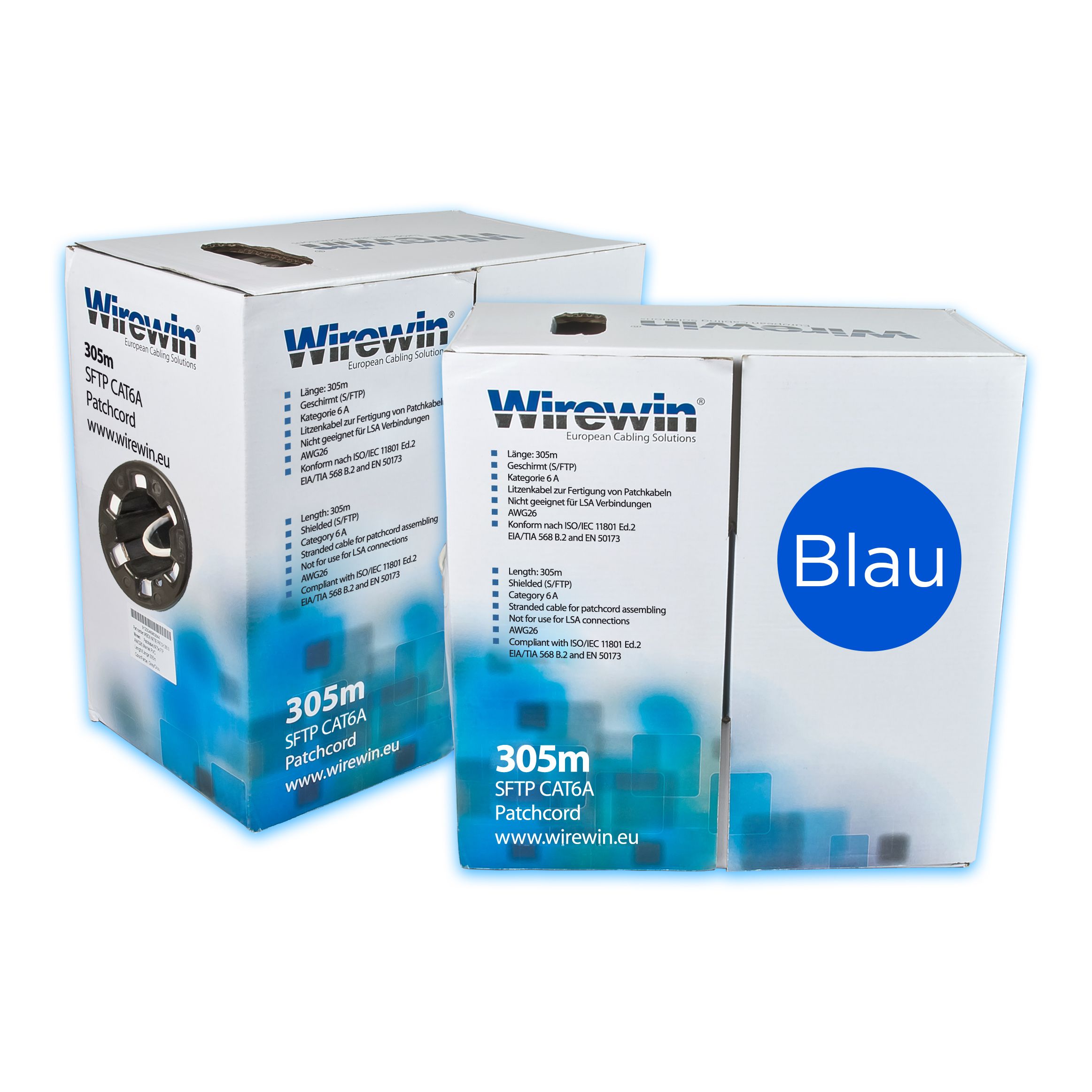KAT6A Patchkabelbox, blau, S/FTP, 305 Meter