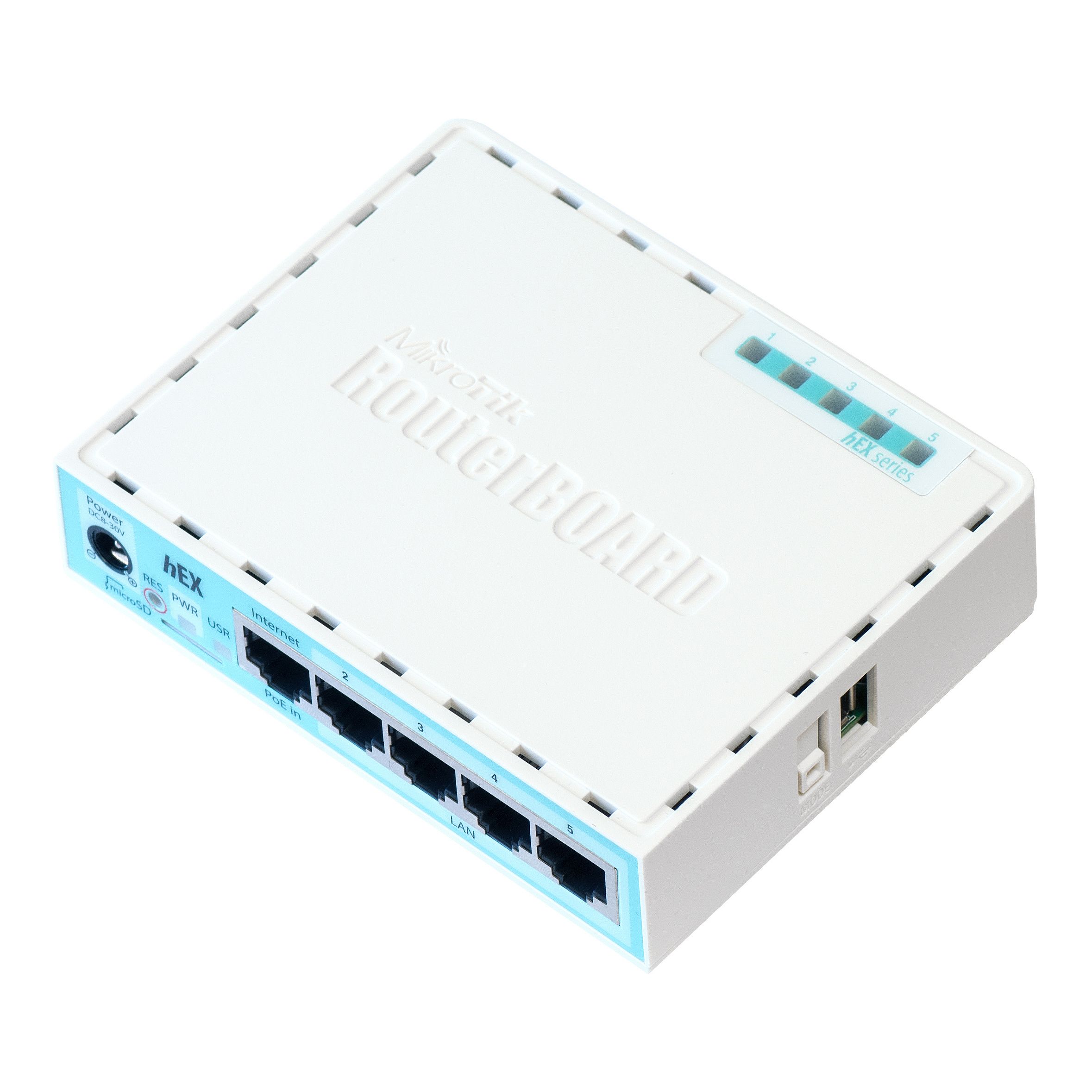 hEX mit Dual Core 880 MHz CPU, 256 MB RAM, 5 Gbit LAN, RouterOS L4 hEX mit Dual Core 880 MHz CPU, 256 MB RAM, 5 Gbit LAN, RouterOS L4