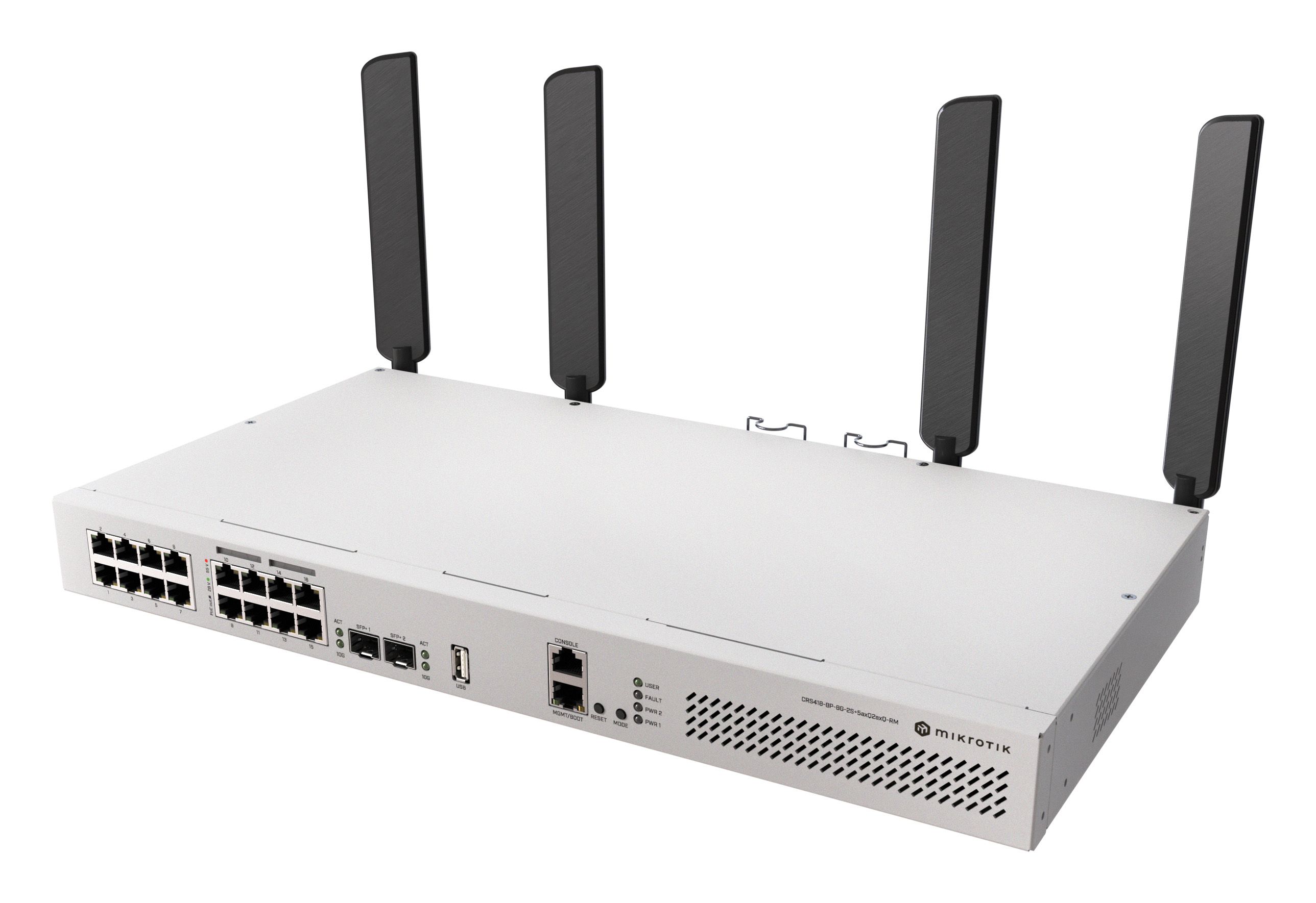 Cloud Router Switch, 16+1x 1GB, 8x PoE, 2x SFP+, 2x redundant PSU, WiFi