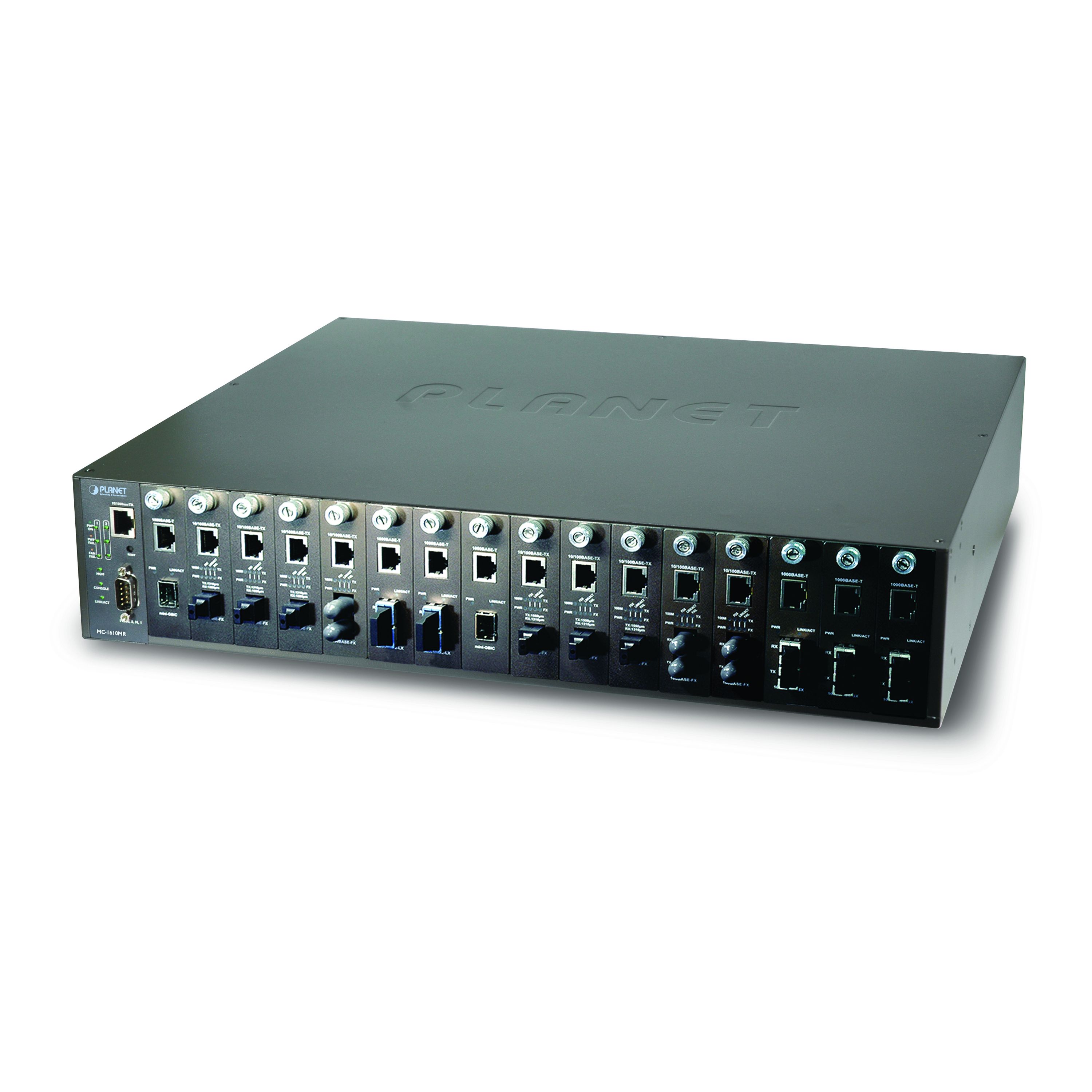 19" 16-slot SNMP Managed Media Converter Chassis (AC)