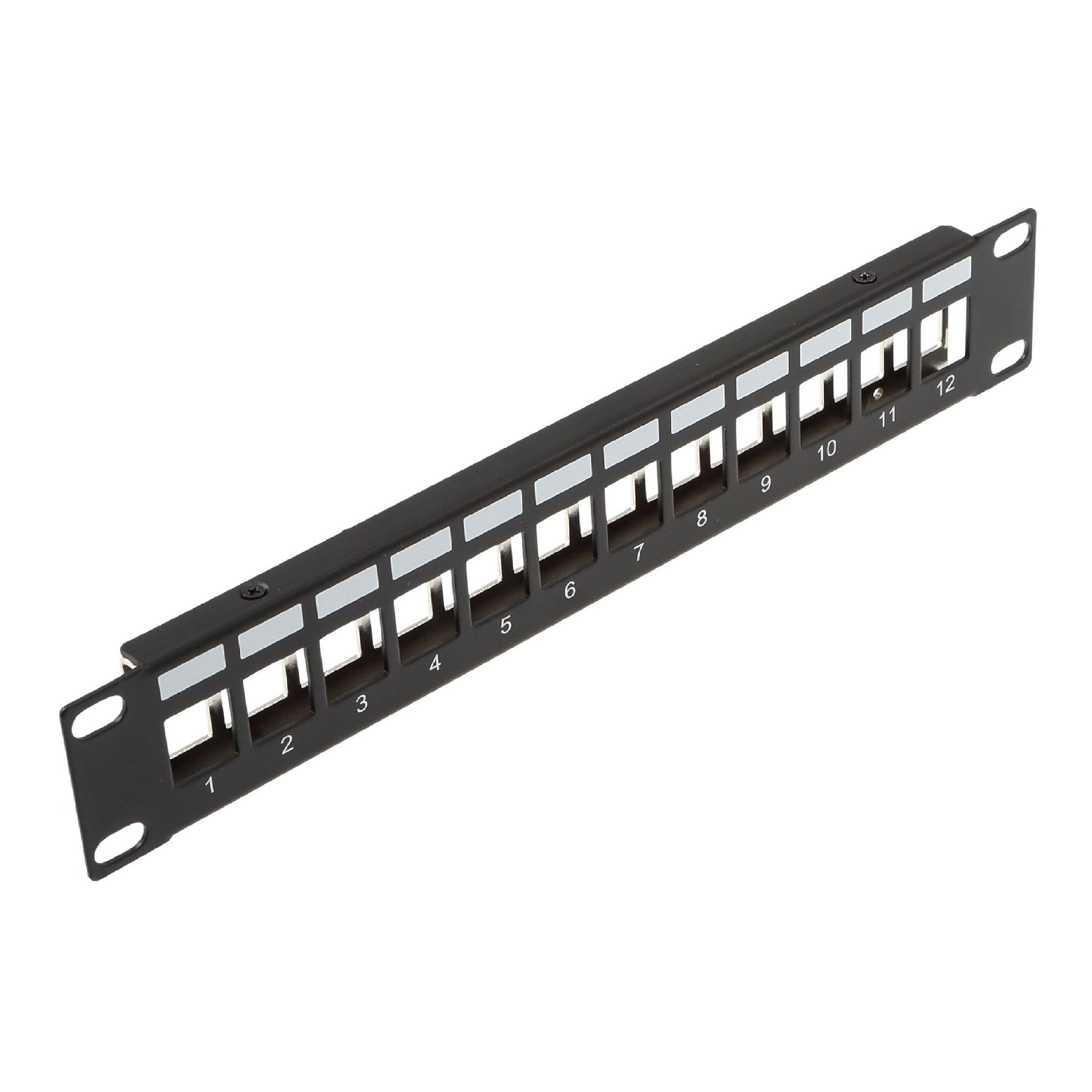 12-Port Keystone Modul-Leerpanel, 10", schwarz, geschirmt 12-Port Keystone Modul-Leerpanel, 10", schwarz, geschirmt