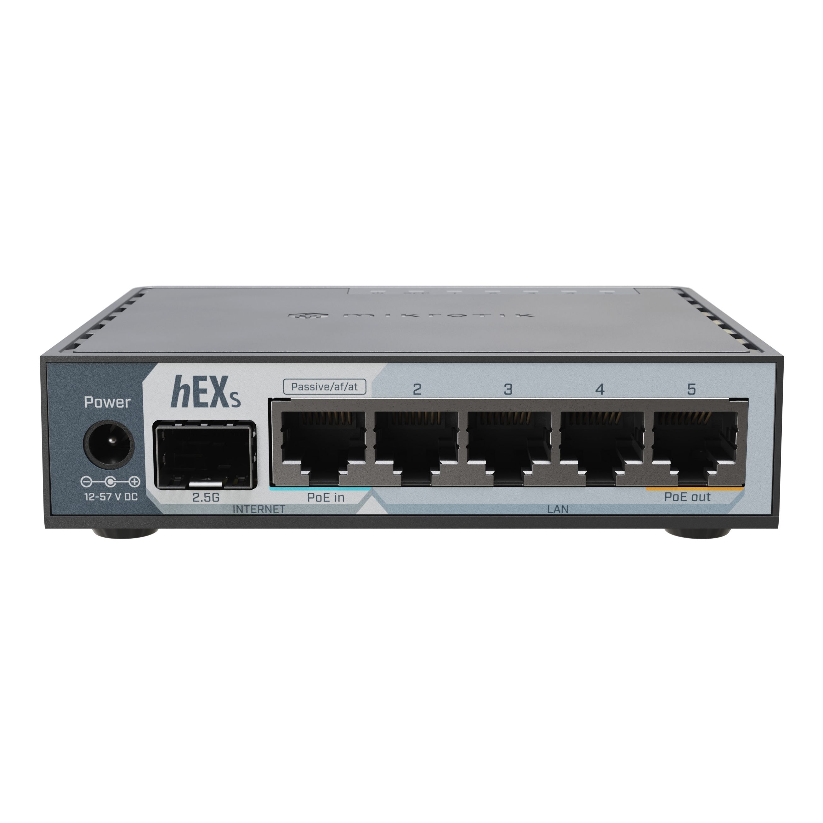 hEX S (2025 version), Dual Core 950MHz CPU, 512MB RAM, 2.5G SFP, 5x 1Gbit, USB