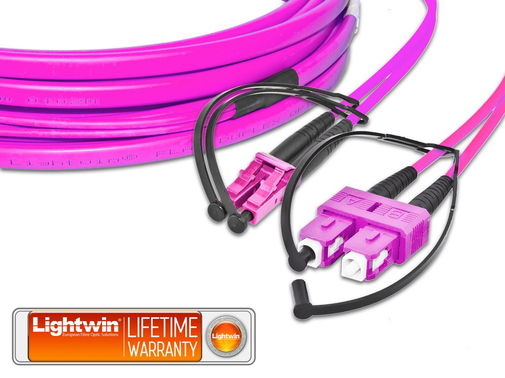 High Quality Flat-Duplex LWL Patchkabel, MM OM4, LC - SC