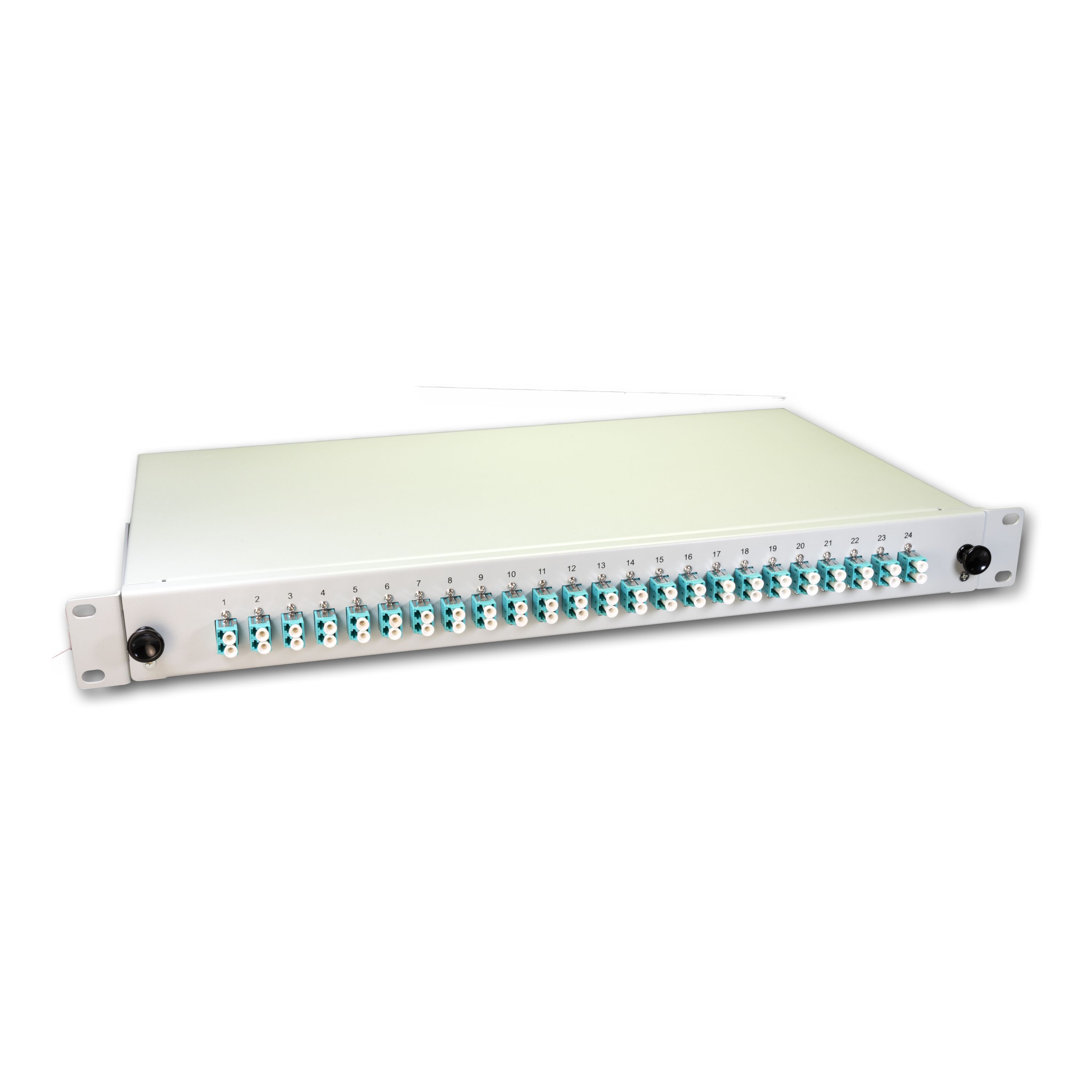 LWL Spleissbox, 48 Fasern, 24x DLC Multimode, 50/125µm OM3 Pigtail LWL Spleissbox, 48 Fasern, 24x DLC Multimode, 50/125µm OM3 Pigtail