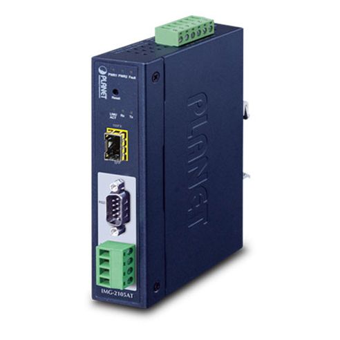 IP30 Industrial 1-Port RS232/RS422/RS485 Modbus Gateway w/ 1-Port 100BASE-FX SFP