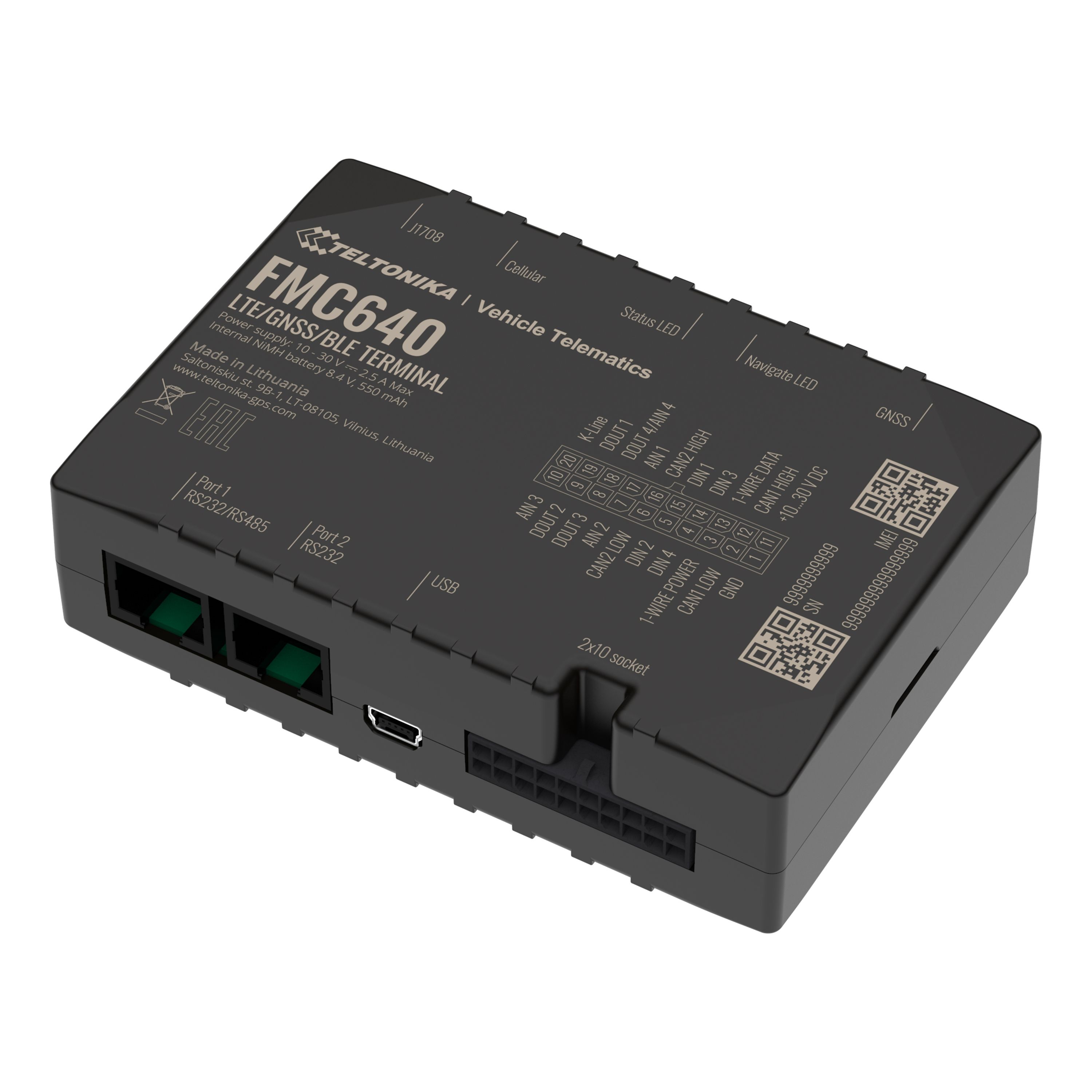 FMC640 GNSS/LTE/3G/GSM-Terminal mit Hochleistungs-Pufferbatterie