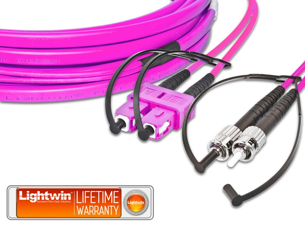 High Quality Flat-Duplex LWL Patchkabel, MM OM4, SC - ST
