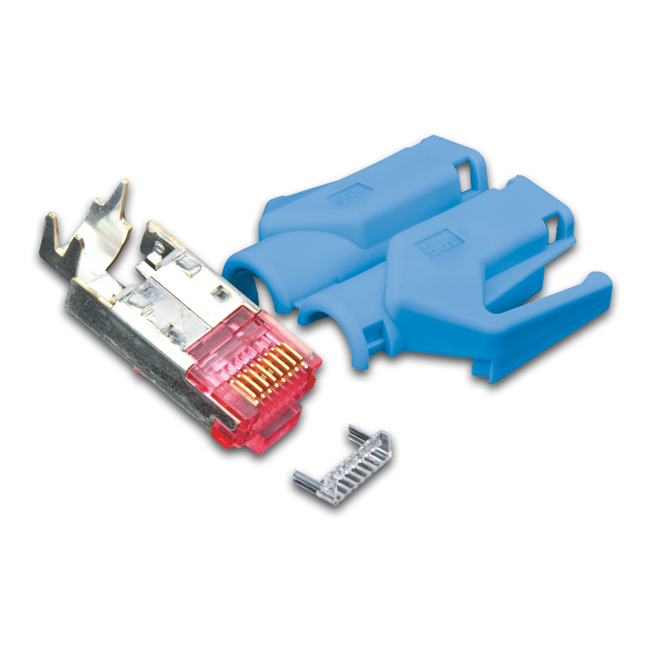 RJ45 KAT6 TM21 Stecker inkl. Knickschutztülle, blau, 50-Pack