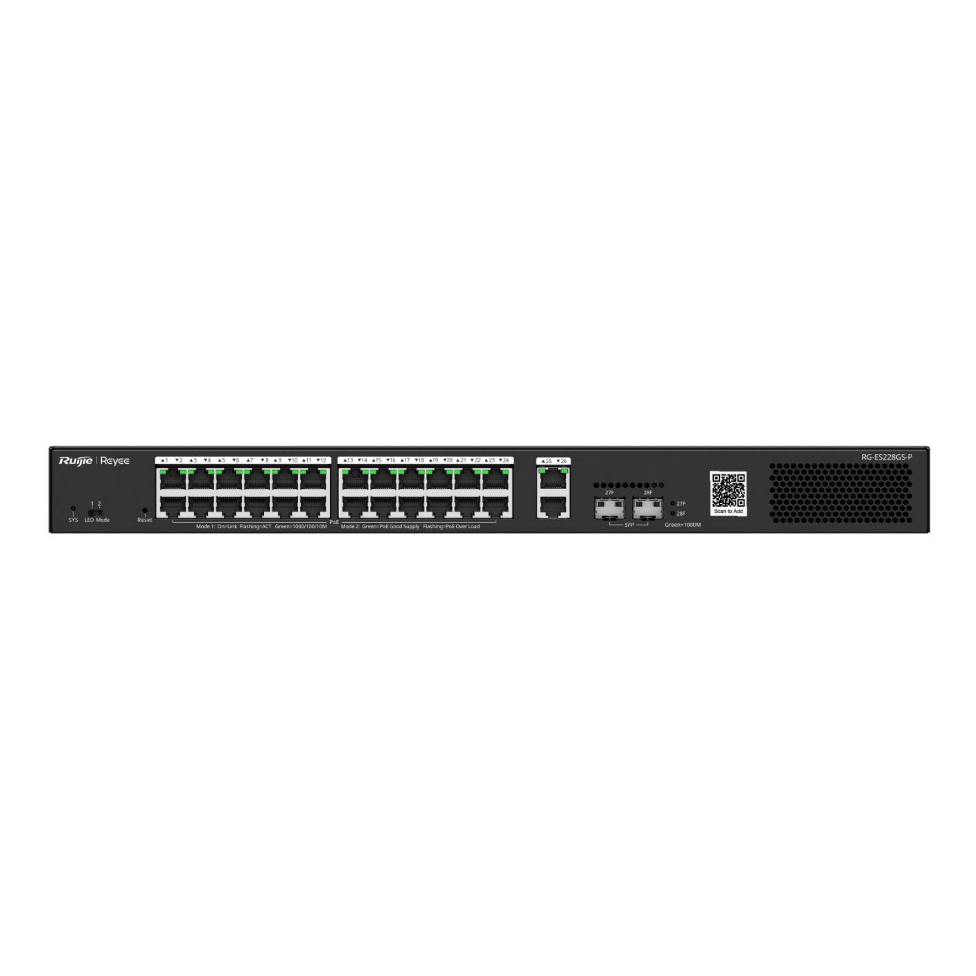 28-Port Gigabit Smart Cloud Managed PoE Switch, 24x Gbit PoE+, 370W 28-Port Gigabit Smart Cloud Managed PoE Switch, 24x Gbit PoE+, 370W