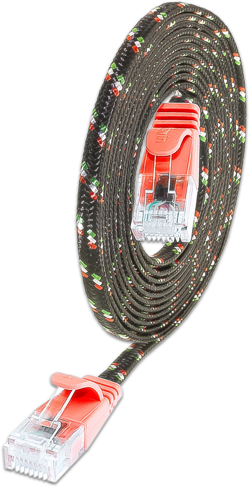 CAT6 Slim Patch Cord, U/UTP, flat, Nylonheath, red
